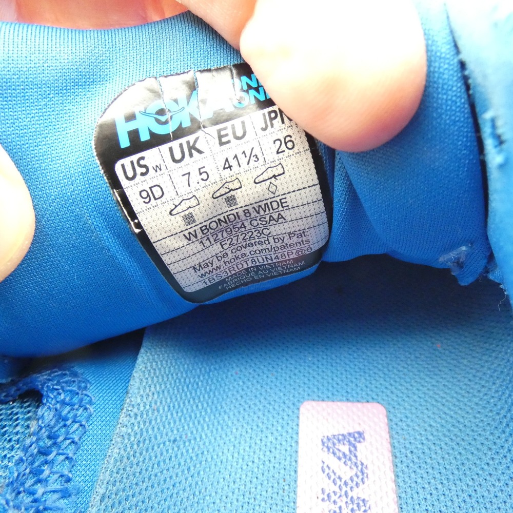 Hoka Bondi 8 Wide Blue Pink Running Shoes Womens 9D 1127954 CSAA Coastal Sky - Picture 13 of 13
